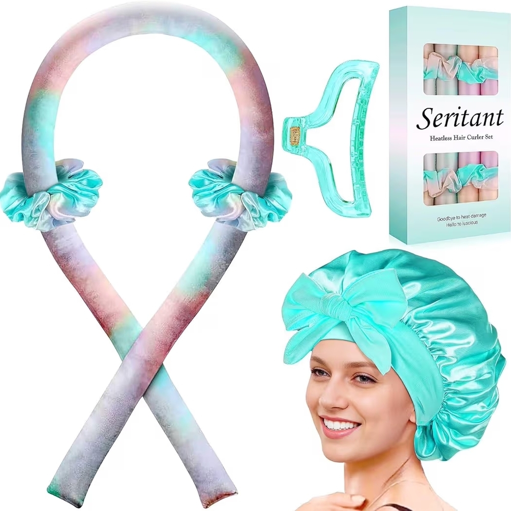 Seritant Heatless Hair Curler Set in Aqua and Pink